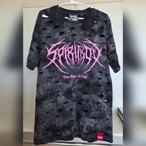 Black Distressed Tee with Unique Design